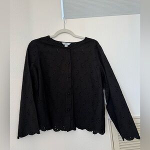 NWT Croft & Barrow Black Eyelet Button-Up Top